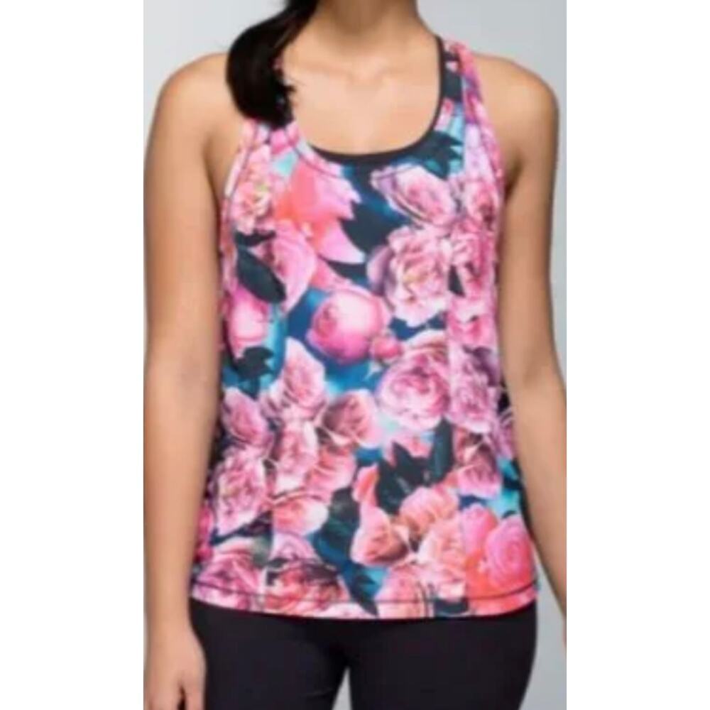Lululemon Lightened Up Singlet Secret Garden Racerback Rose size 8